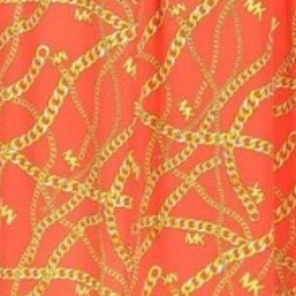 MK Dress Chain Neck NEW With TAGS Chain Print Slit Side Slinky Long Gold Size XS - Picture 3 of 4